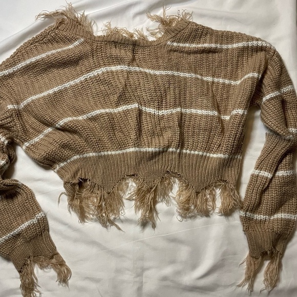 Just Polly size small knitted brown long sleeve crop top - Picture 4 of 5